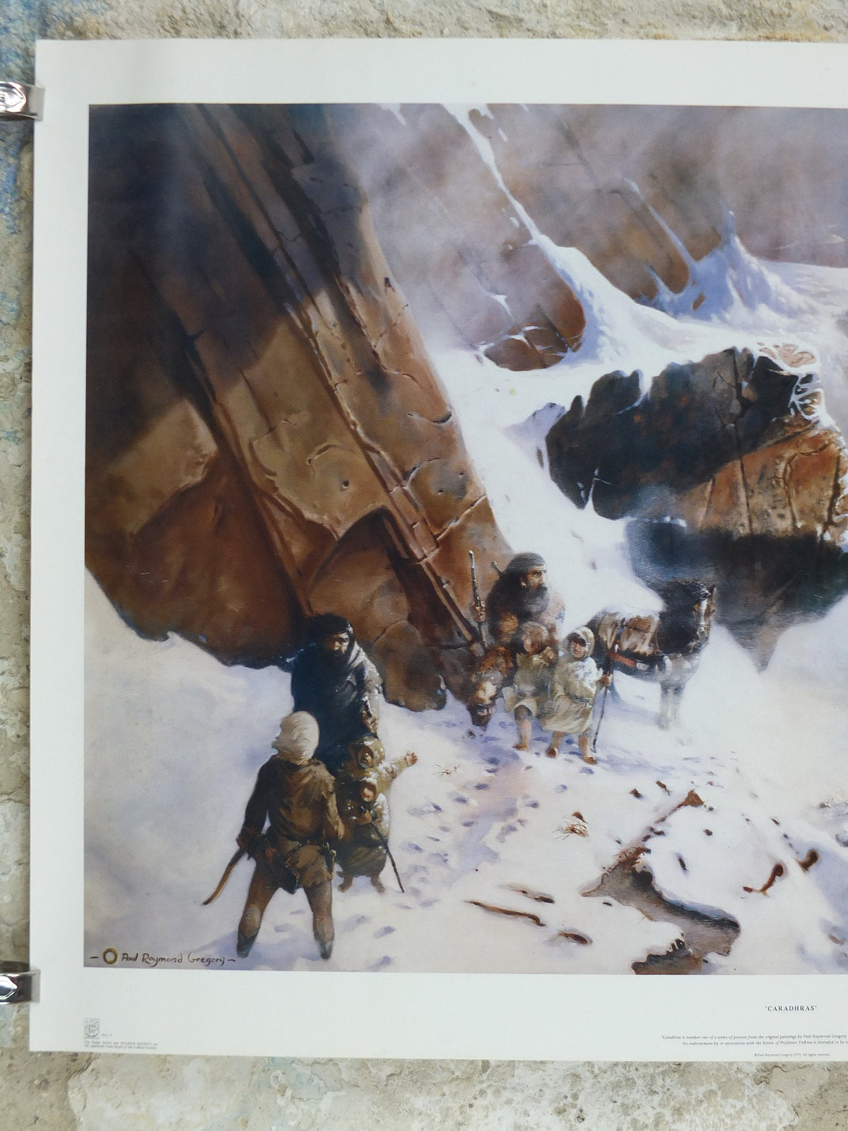 Signed 1982 Caradhras Poster, from the Tolkien Society, by Paul Raymond Gregory, Misty Mountains, Lord of the Rings, Moria, wall art decor
