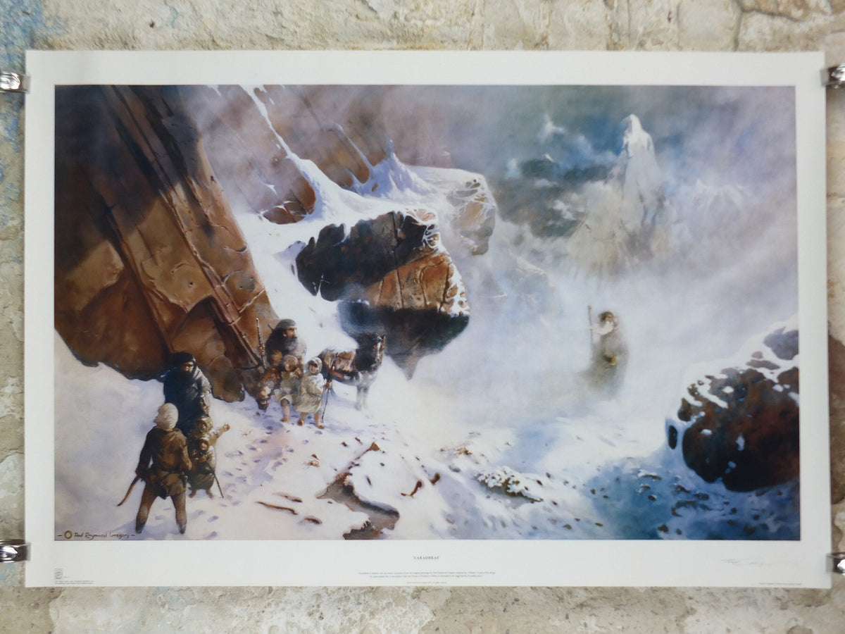 Signed 1982 Caradhras Poster, from the Tolkien Society, by Paul Raymond Gregory, Misty Mountains, Lord of the Rings, Moria, wall art decor