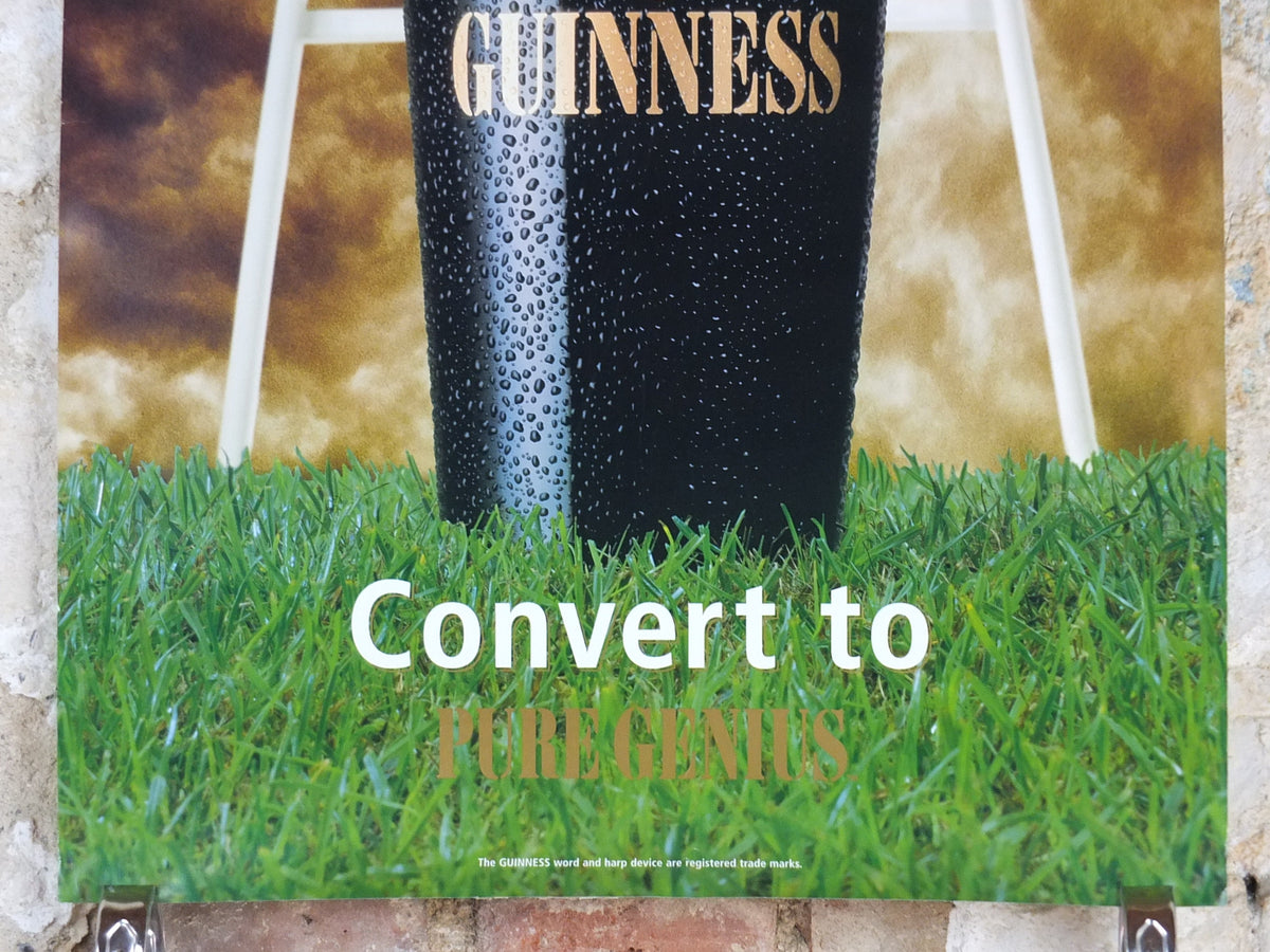 1999 Guinness Rugby Poster, Rugby World Cup, glass of cold Guinness, goal posts, advertising lager beer, wall art decor