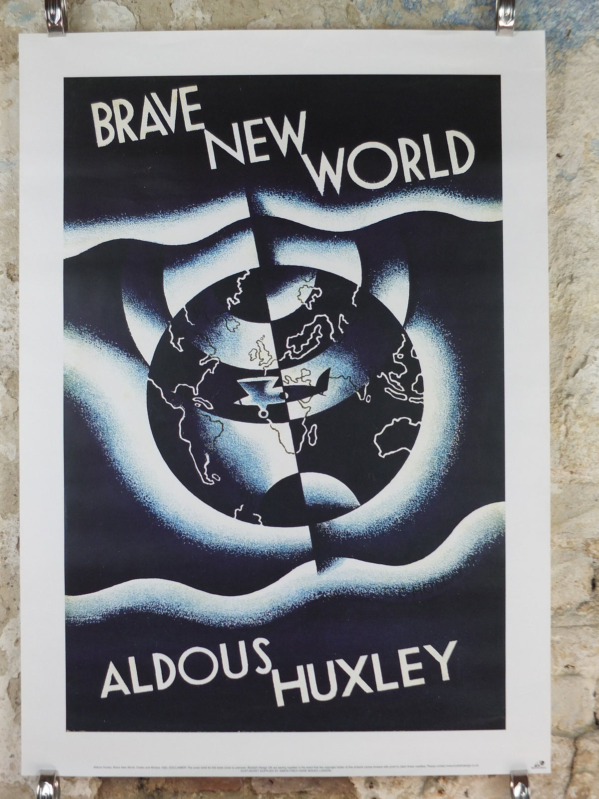 Brave New World Poster, Aldous Huxley, dystopian novel, Chatto and Windus, Bookish Design, reprint, wall art decor