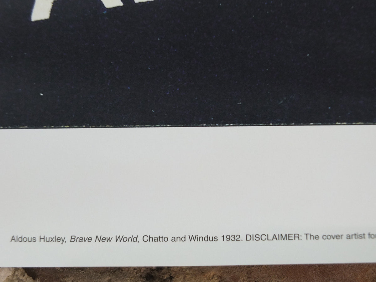 Brave New World Poster, Aldous Huxley, dystopian novel, Chatto and Windus, Bookish Design, reprint, wall art decor