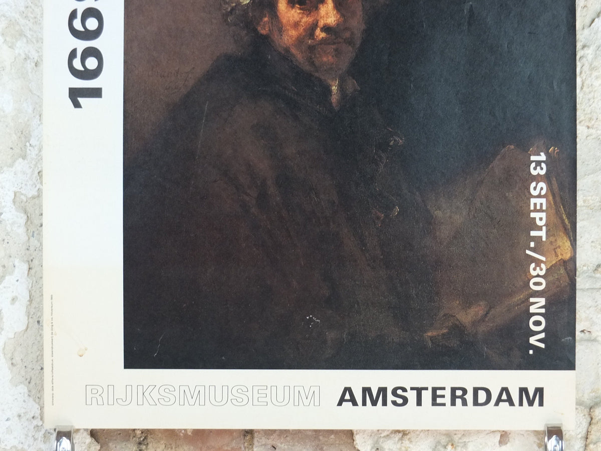1969 Rembrandt Poster, Self Portrait as the Apostle Paul 1661, Rijksmuseum Amsterdam, artist gallery exhibition, wall art decor