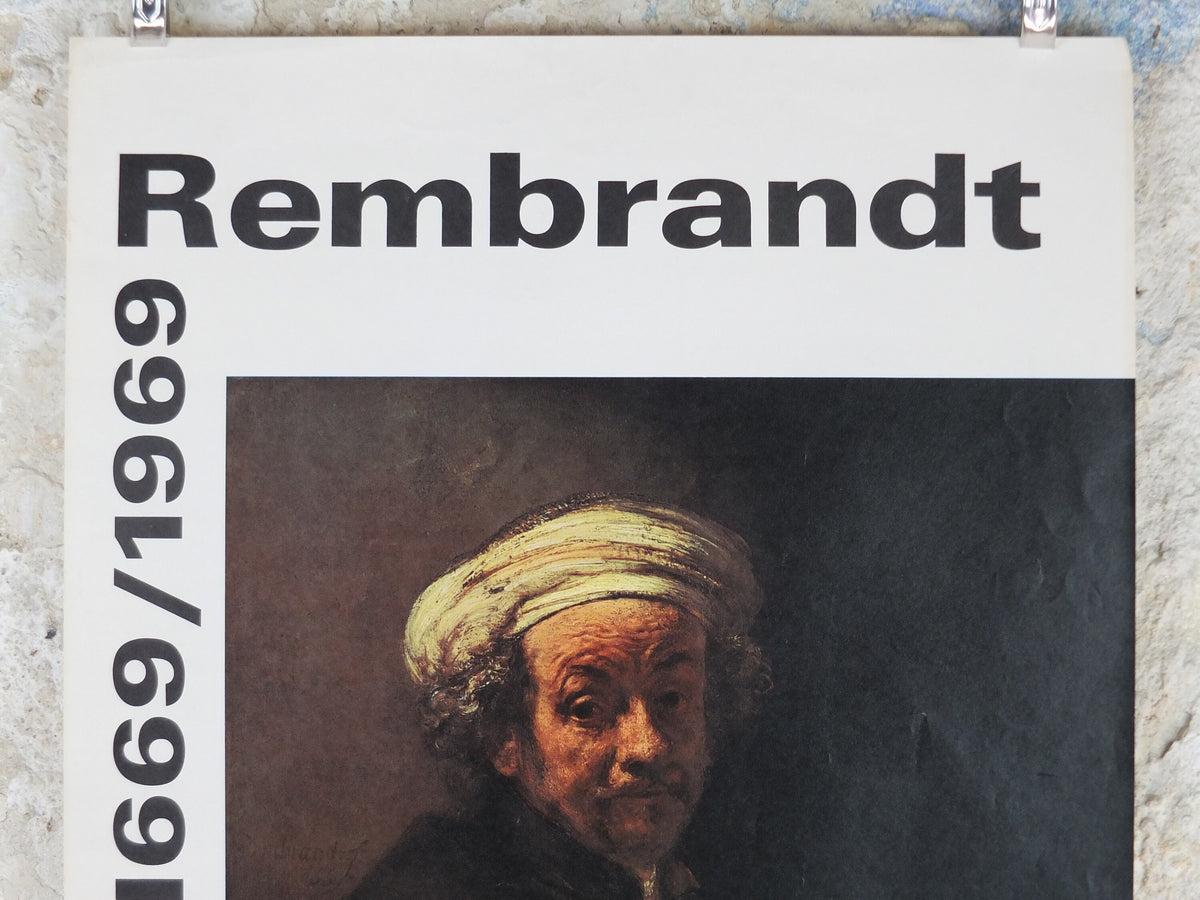 1969 Rembrandt Poster, Self Portrait as the Apostle Paul 1661, Rijksmuseum Amsterdam, artist gallery exhibition, wall art decor