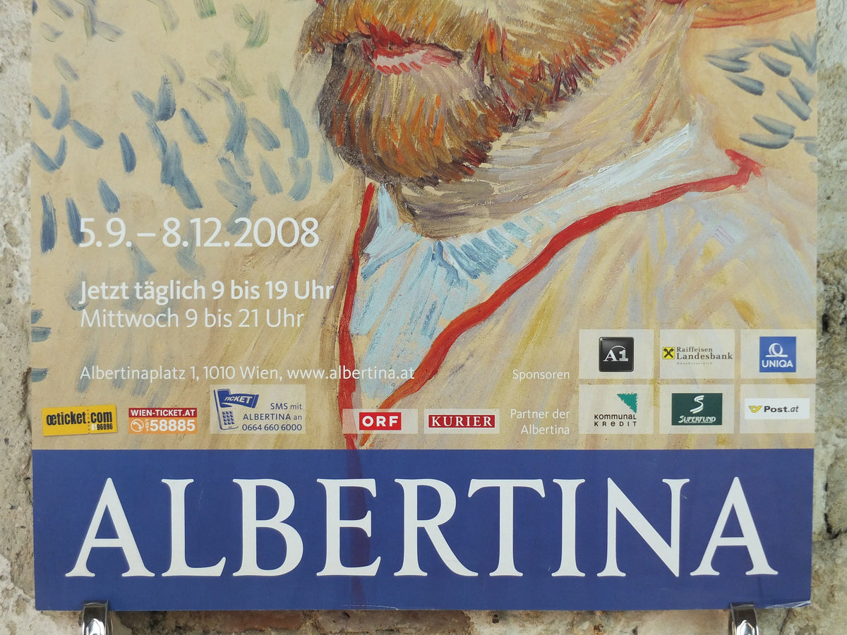 2008 Vincent Van Gogh Poster, Self portrait in straw hat, 1887, Albertina, Wien, Post-Impressionism gallery exhibition, wall art decor