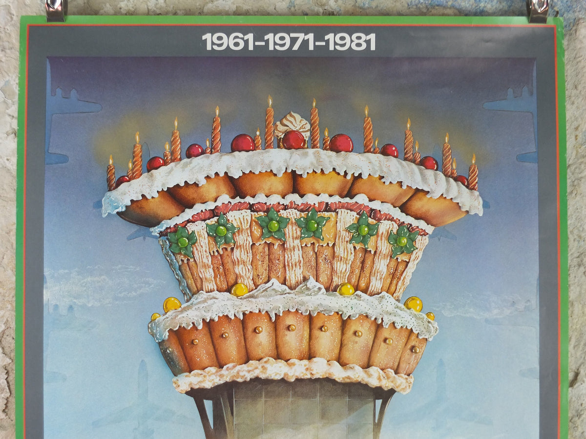 1981 Orly Airport Paris Poster, anniversary of the South (20 years) and West (10 years) airports Aeroport de Paris, Aviation, wall art decor