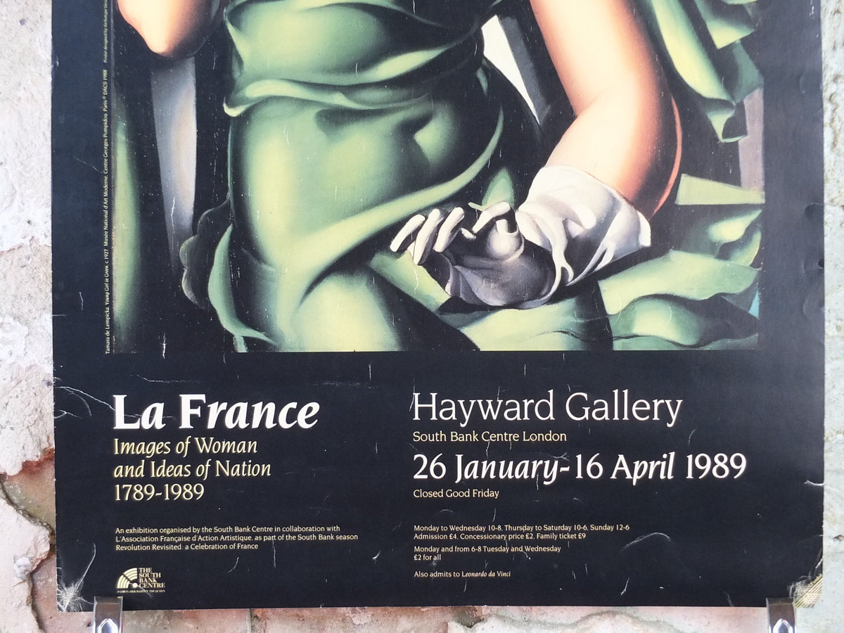 1989 Tamara de Lempicka Poster, "Young Girl in Green" 1927, Art Deco Nouveau cubism neoclassical style, gallery exhibition, wall art decor