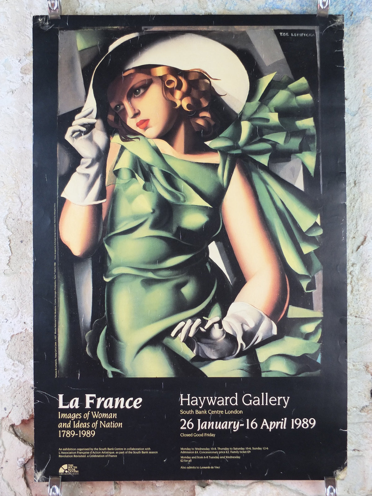 1989 Tamara de Lempicka Poster, "Young Girl in Green" 1927, Art Deco Nouveau cubism neoclassical style, gallery exhibition, wall art decor