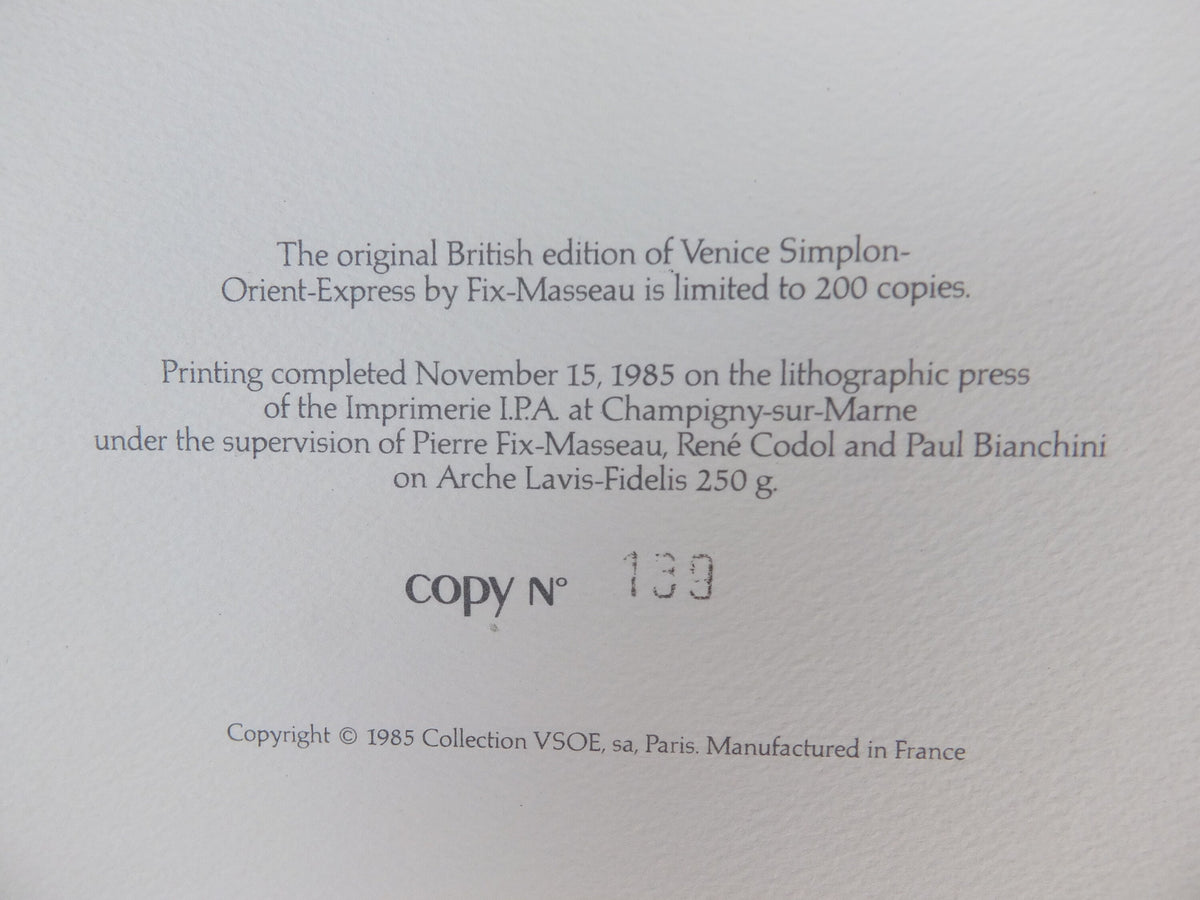 Signed Original Venice Simplon Orient Express Poster, Venice by Fix Masseau, 1985 limited edition of 200, train, art deco, wall art decor