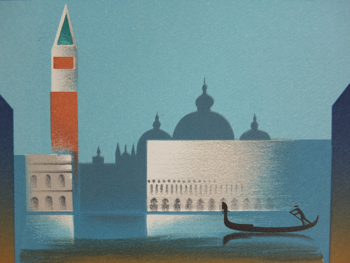 Signed Original Venice Simplon Orient Express Poster, Venice by Fix Masseau, 1985 limited edition of 200, train, art deco, wall art decor