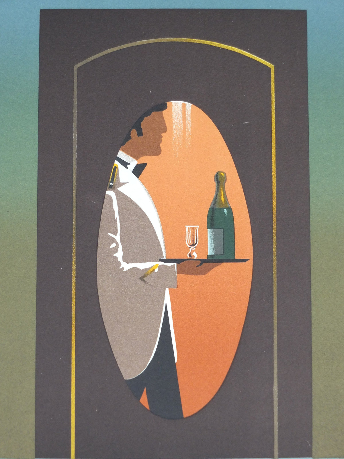 Original Venice Simplon Orient Express Poster, The Waiter by Fix Masseau, 1985 limited edition of 200, train, art deco, wall art decor