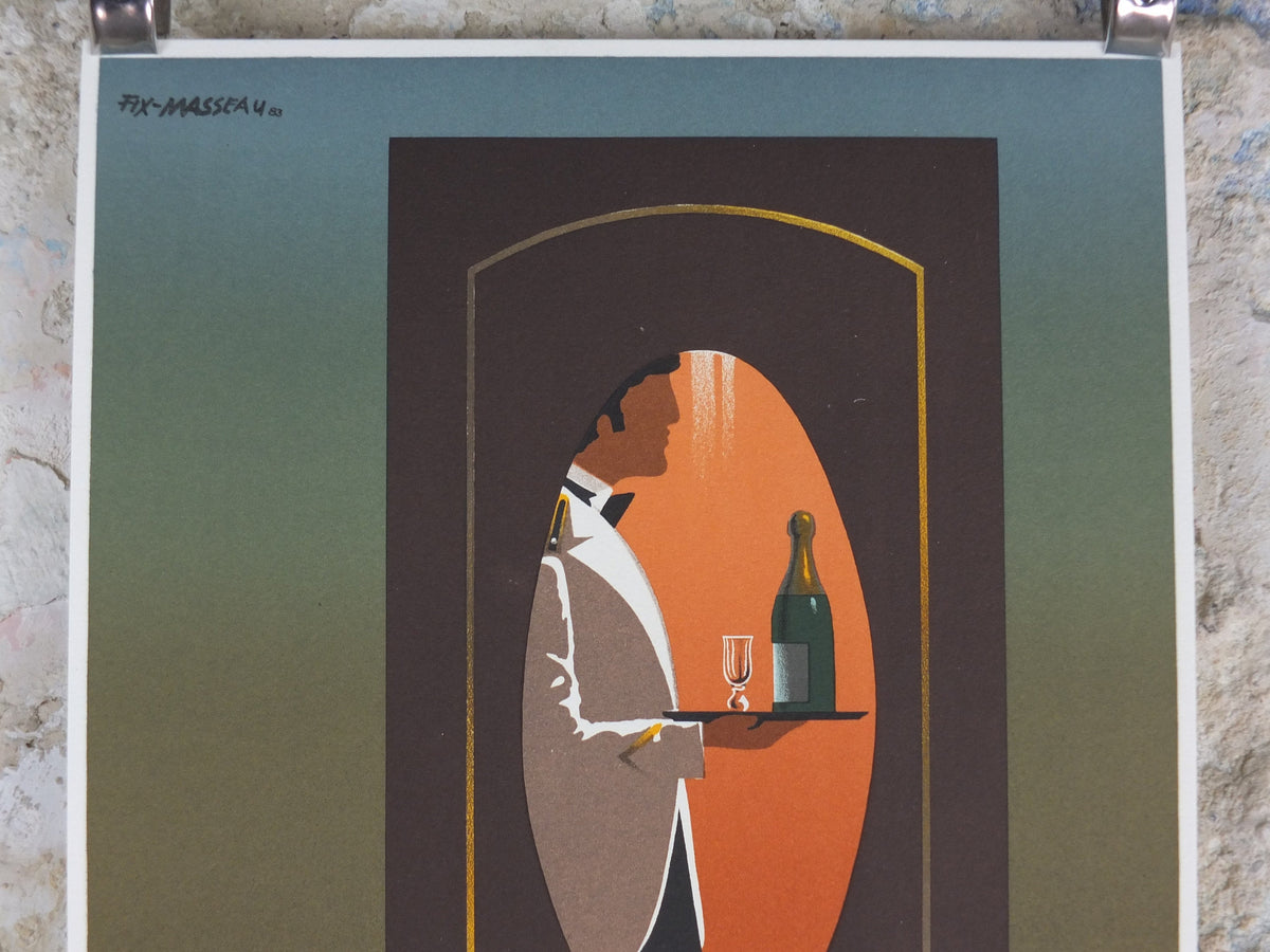 Original Venice Simplon Orient Express Poster, The Waiter by Fix Masseau, 1985 limited edition of 200, train, art deco, wall art decor