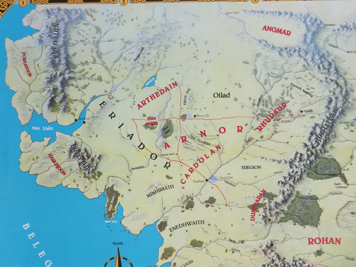 1989 Campaign Map of North West Middle Earth Poster, J.R.R. Tolkien, by Eric Hotz Peter Fenlon, Lord of the Rings, Hobbit, fantasy wall art