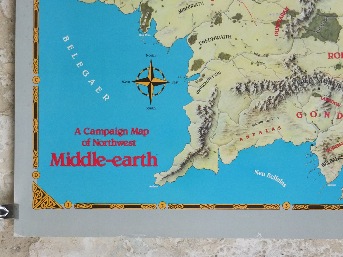 1989 Campaign Map of North West Middle Earth Poster, J.R.R. Tolkien, by Eric Hotz Peter Fenlon, Lord of the Rings, Hobbit, fantasy wall art