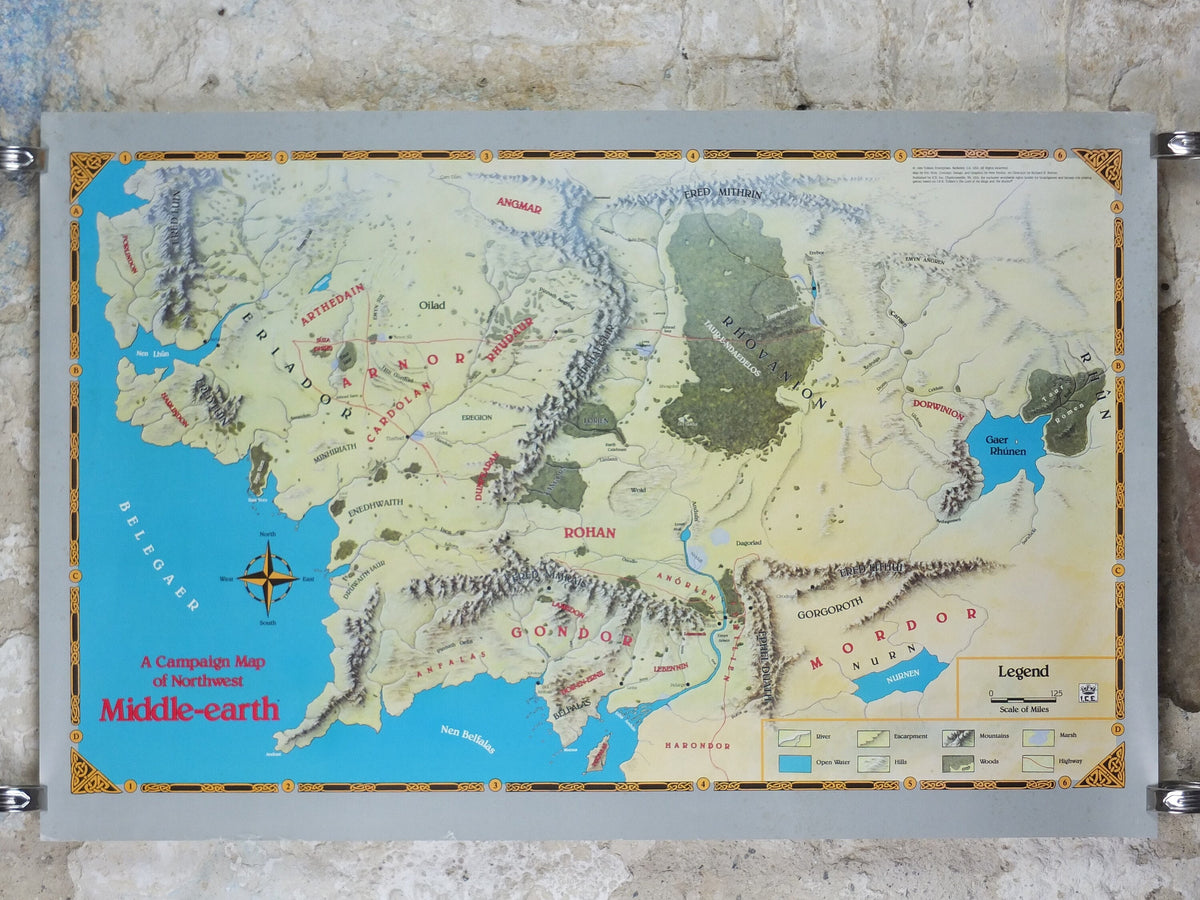 1989 Campaign Map of North West Middle Earth Poster, J.R.R. Tolkien, by Eric Hotz Peter Fenlon, Lord of the Rings, Hobbit, fantasy wall art