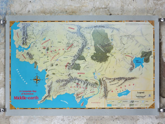 1989 Campaign Map of North West Middle Earth Poster, J.R.R. Tolkien, by Eric Hotz Peter Fenlon, Lord of the Rings, Hobbit, fantasy wall art