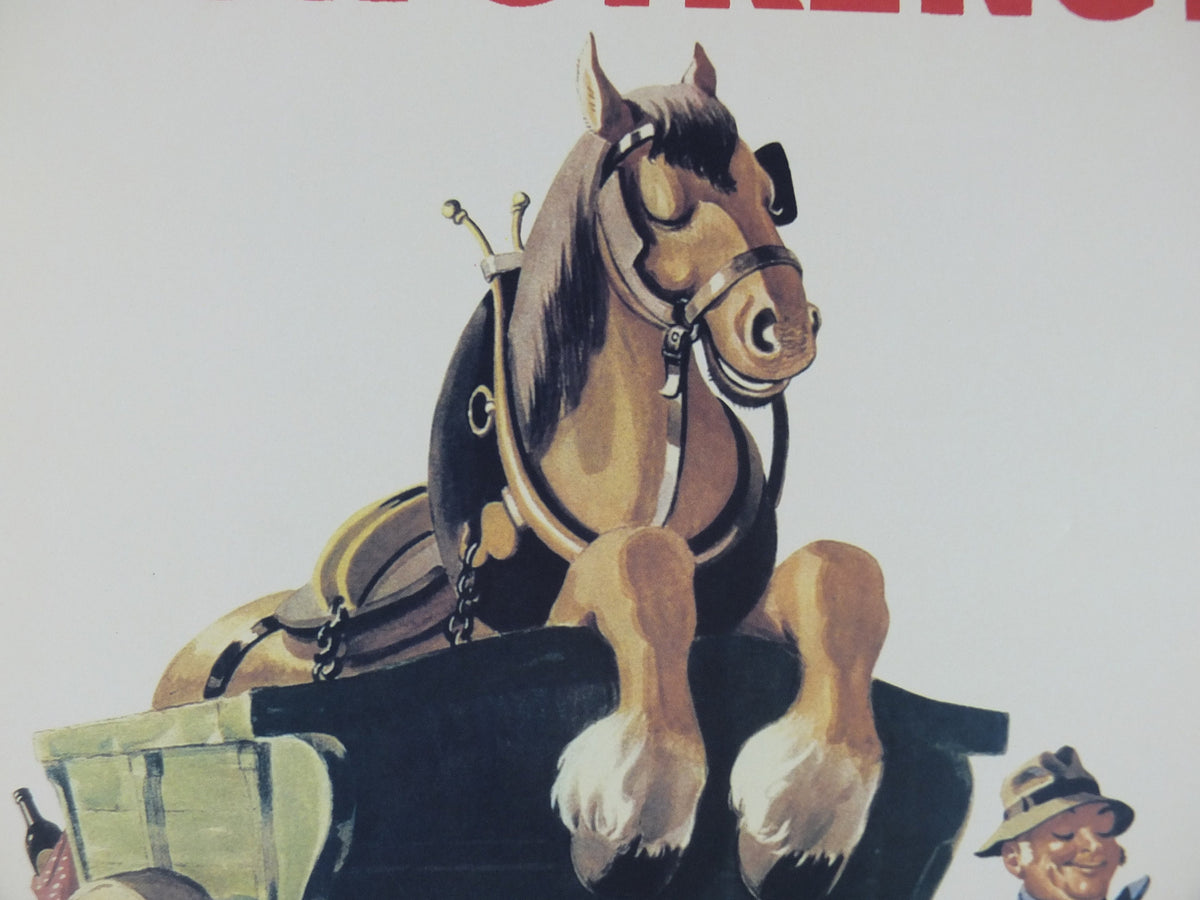 1990s Guinness for Strength Poster, from Guinness Museum, By John Gilroy 1949, Horse and Cart pulled by the farmer, Wall art retro decor