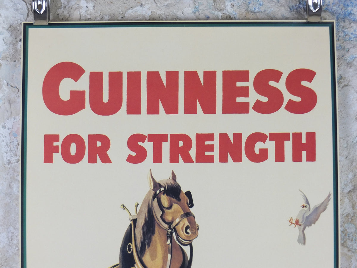 1990s Guinness for Strength Poster, from Guinness Museum, By John Gilroy 1949, Horse and Cart pulled by the farmer, Wall art retro decor
