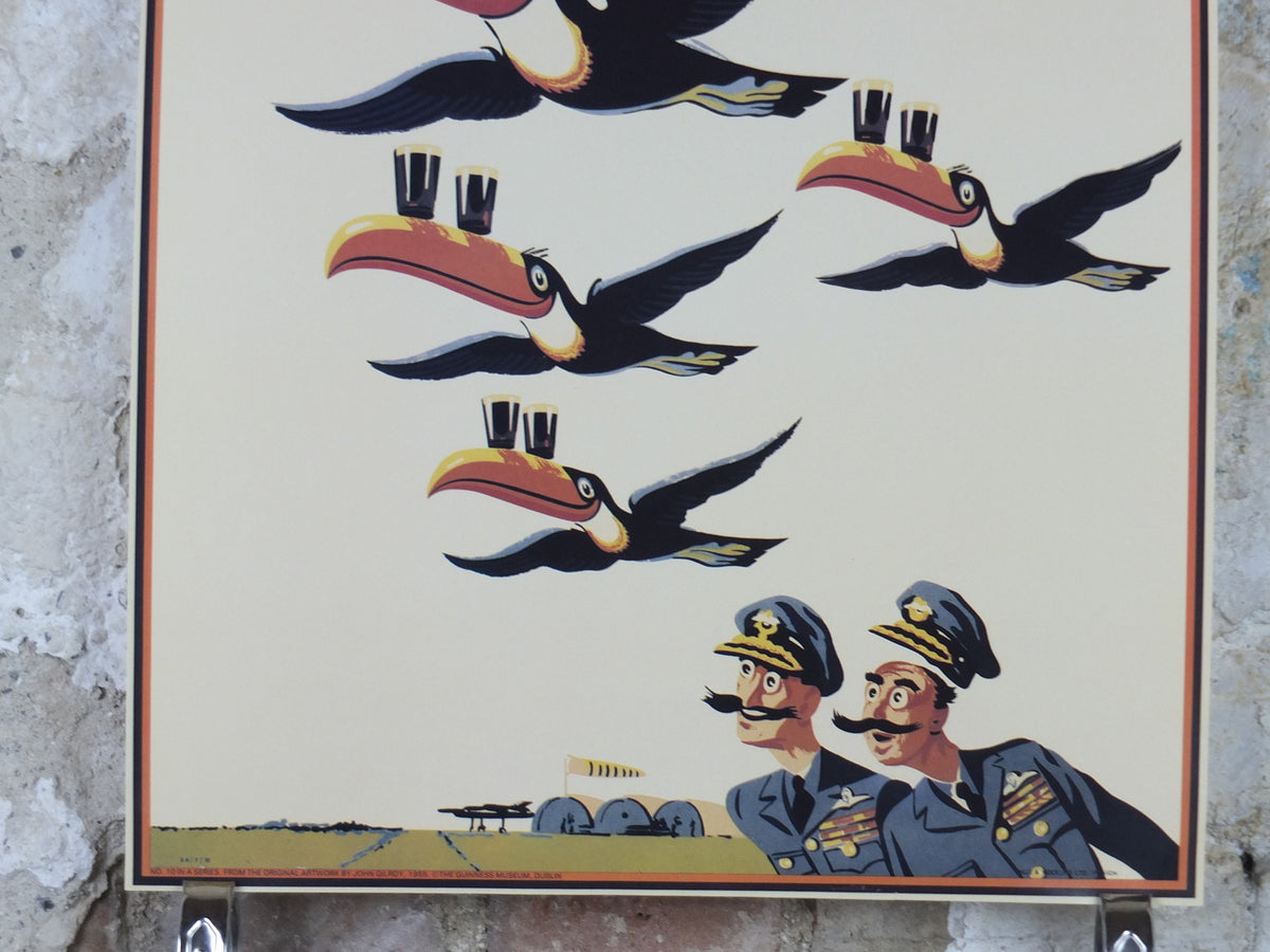 1990s Lovely Day for a Guinness Poster, from Guinness Museum, By John Gilroy 1955 Toucans flying with Guinness on beak, Wall art retro decor