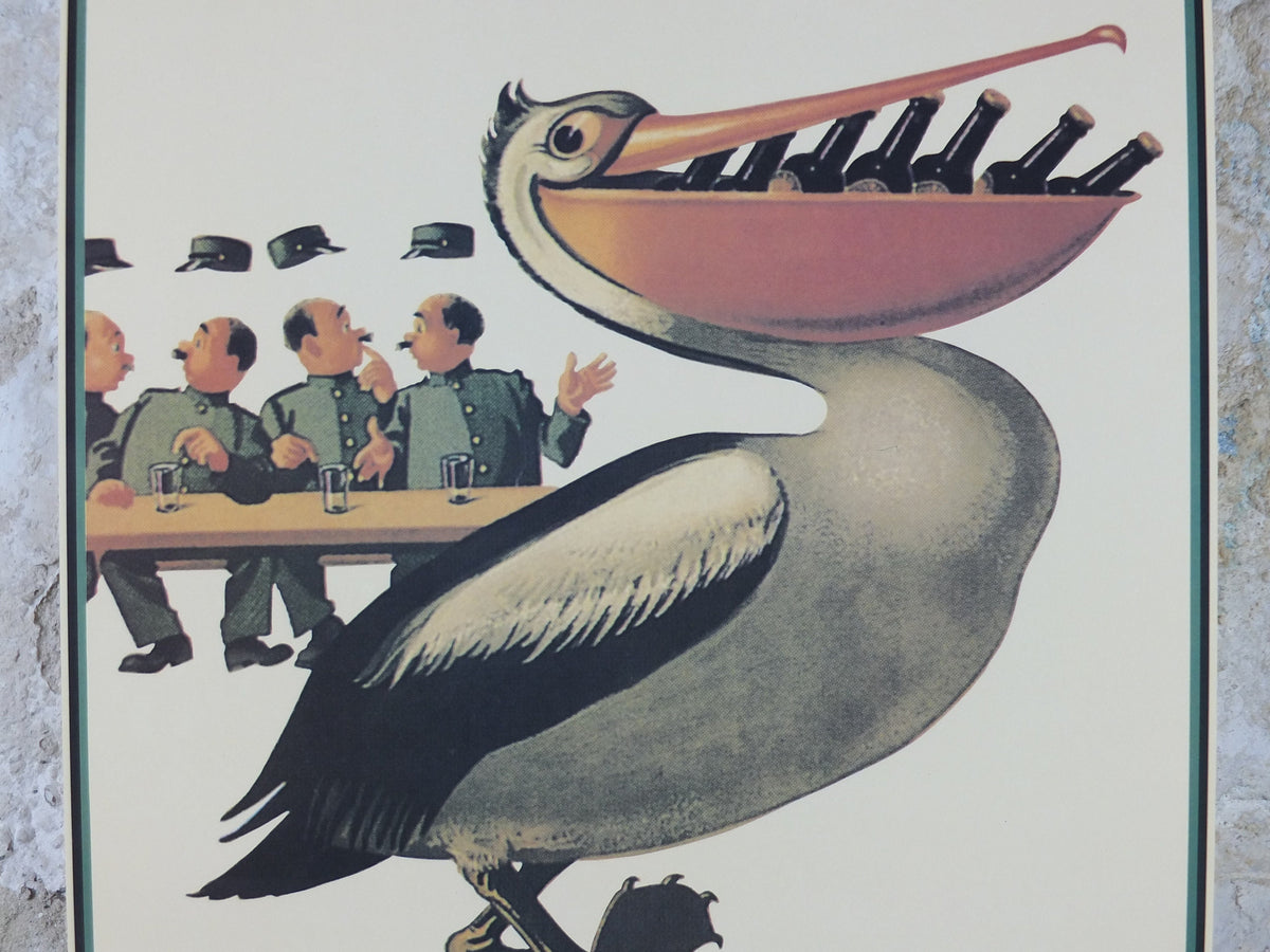 1990s My Goodness My Guinness Poster, from Guinness Museum, By John Gilroy, 1939 Pelican with bill full of Guinness, Wall art retro decor