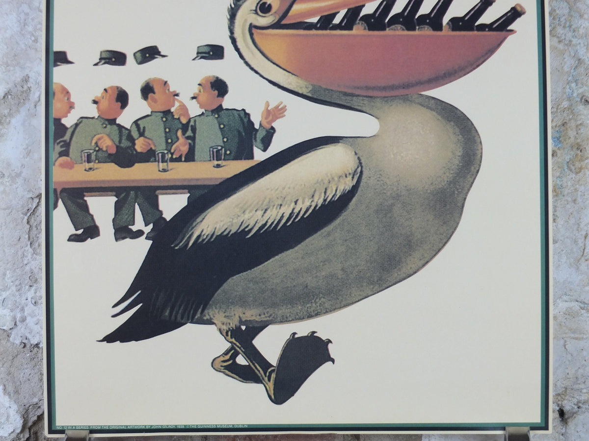 1990s My Goodness My Guinness Poster, from Guinness Museum, By John Gilroy, 1939 Pelican with bill full of Guinness, Wall art retro decor