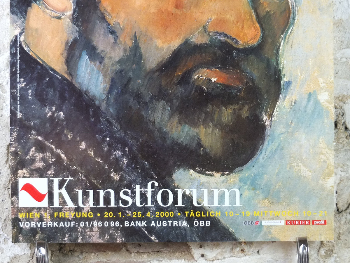 2000 Cezanne Poster, Self portrait with hat, 1885-1886, Kunstforum, Vienna, impressionists, artist gallery exhibition wall art decor