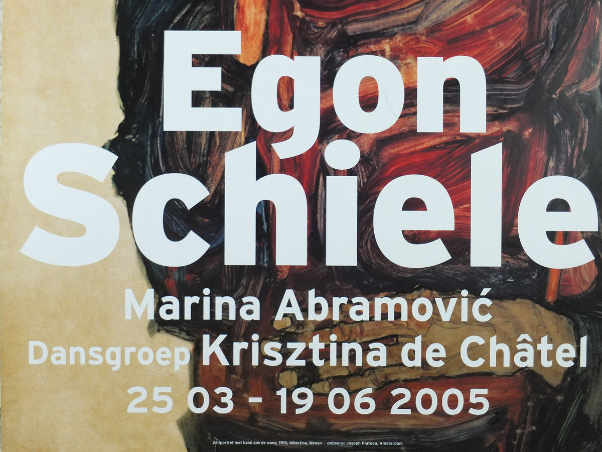 2005 Egon Schiele Poster, Self portrait with hand on face 1910, Expressionism gallery exhibition, wall art decor