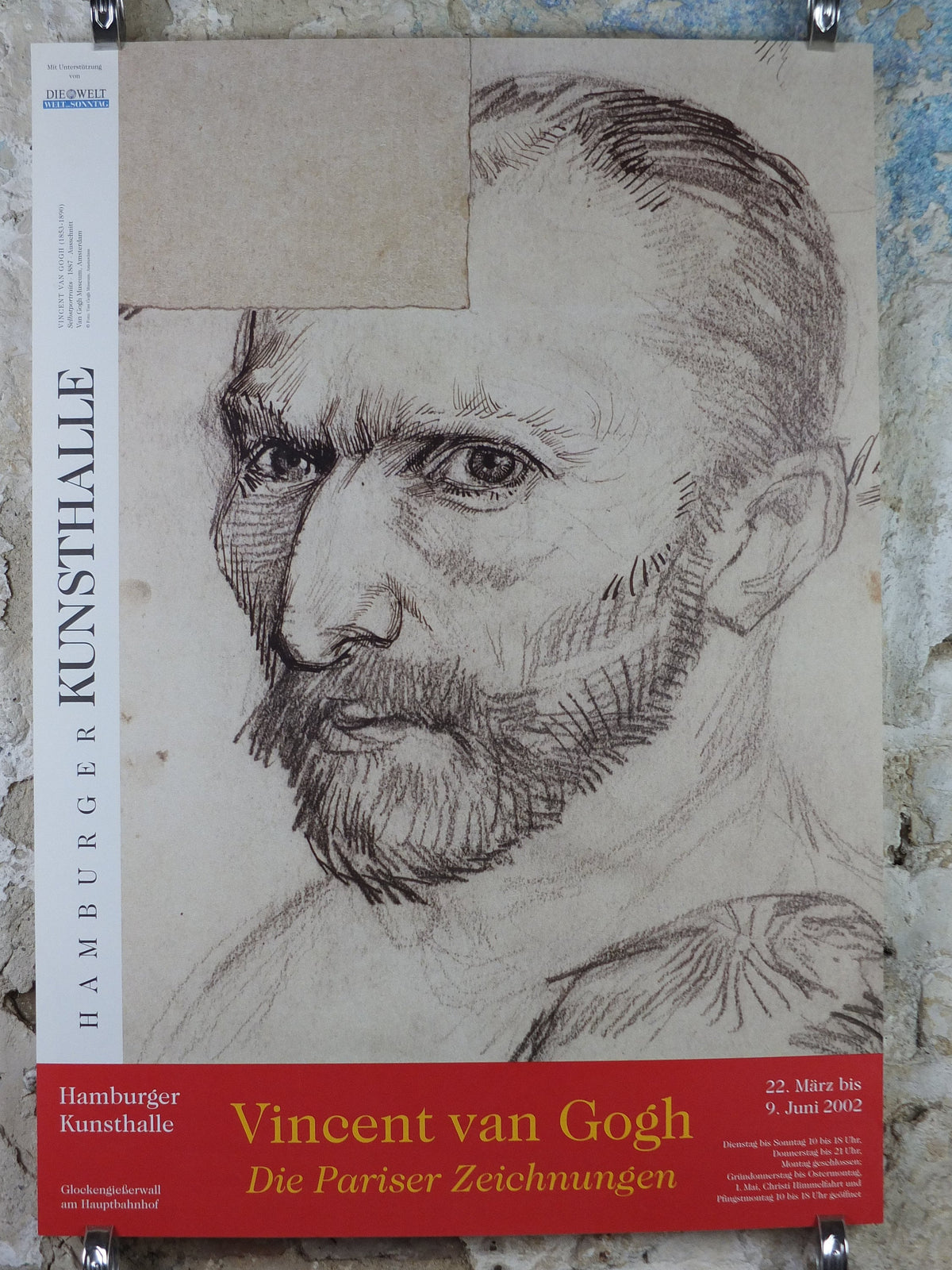 2002 Vincent Van Gogh Poster, "The Paris Drawings" at the Hamburg Art Museum, Post-Impressionism gallery exhibition, wall art decor