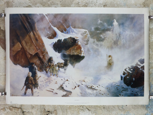 1982 Caradhras Poster, from the Tolkien Society, painted by Paul Raymond Gregory, Misty Mountains, Lord of the Rings, Moria, wall art decor