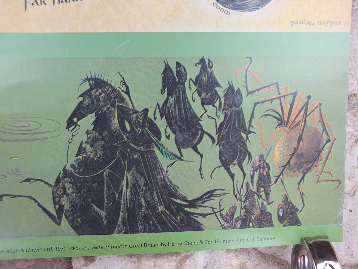1986 Pauline Baynes Map of Middle Earth Poster, J.R.R. Tolkien, Lord of the Rings, The Hobbit, Fellowship, fantasy wall art decor