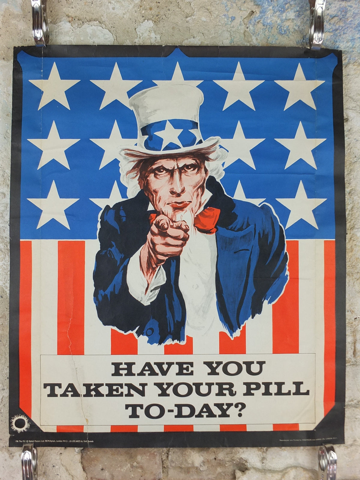 1970s Have you taken your pill today Poster, Uncle Sam, I want you US Army, contraception, birth control, propaganda print wall art decor