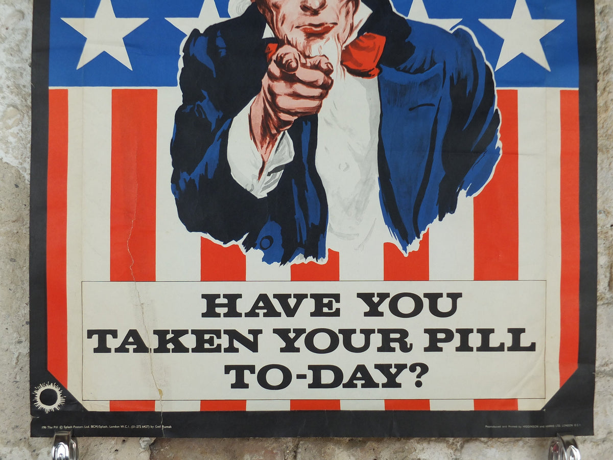 1970s Have you taken your pill today Poster, Uncle Sam, I want you US Army, contraception, birth control, propaganda print wall art decor
