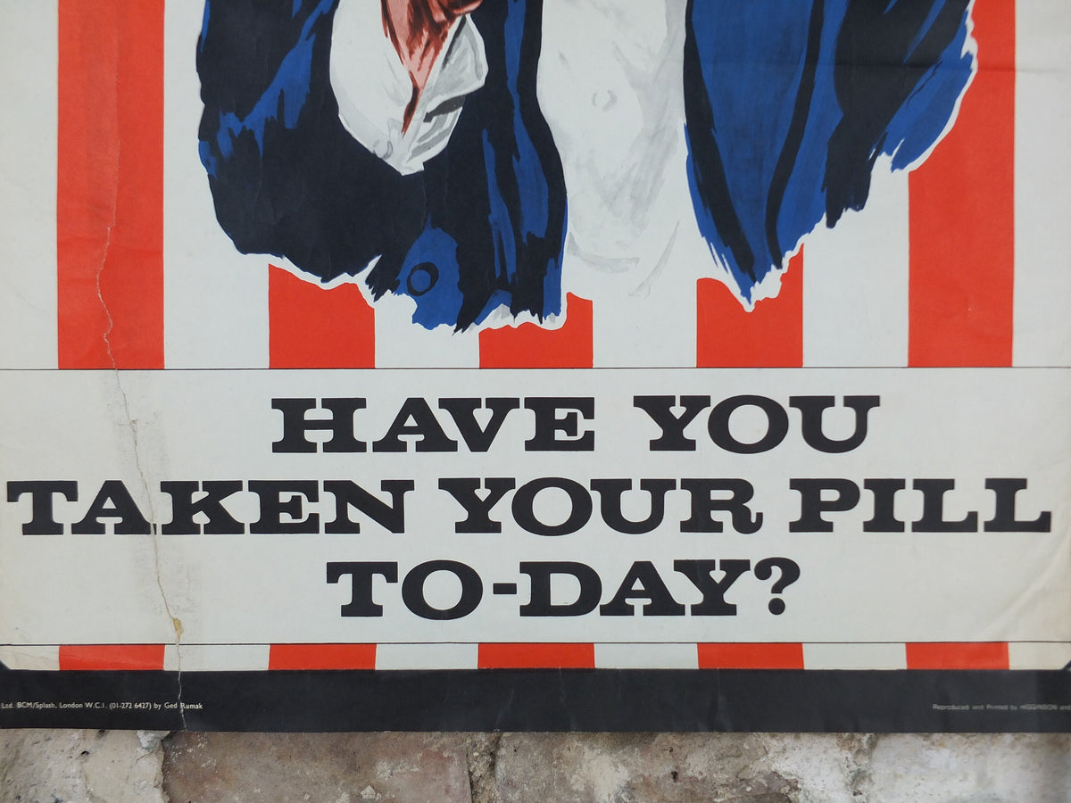 1970s Have you taken your pill today Poster, Uncle Sam, I want you US Army, contraception, birth control, propaganda print wall art decor
