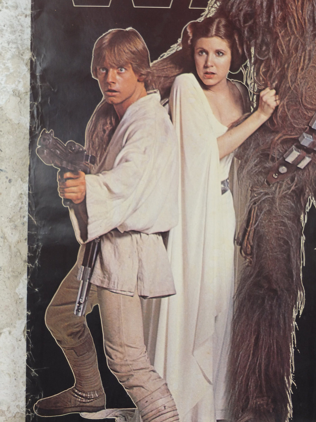 1977 Star Wars Poster, Luke Skywalker, Princess Leia, Chewbacca and Han Solo with blasters, by Scandecor 1783, Sweden, wall art decor