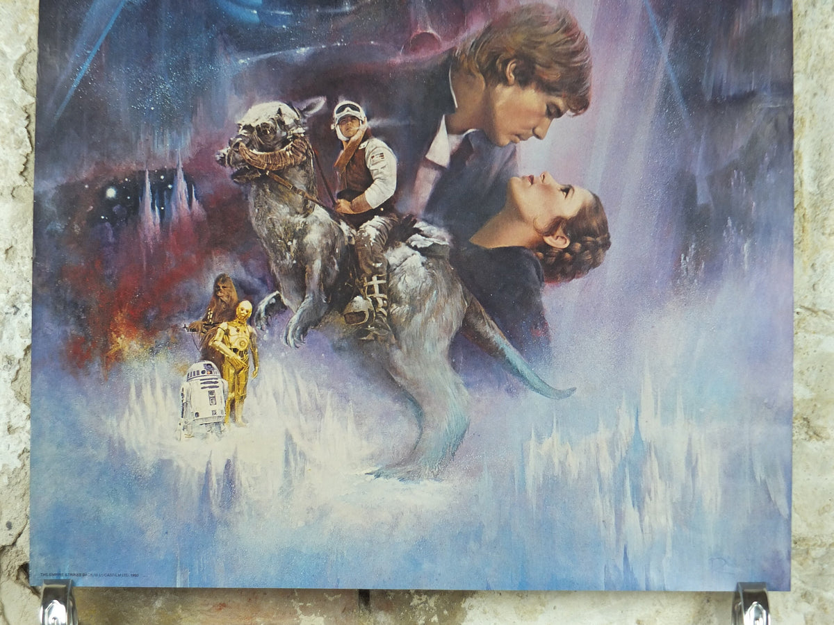 1980 The Empire Strikes Back Star Wars Poster, Lucasfilm, Mark Hamill Harrison Ford Carrie Fisher, wall art cinema film memorabilia
