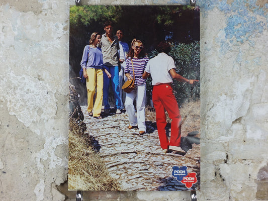 1983 Pooh Jeans Poster, Pooh Jeans System, Pooh Sportswear, Italy style chic fashion, advertising retro wall art decor