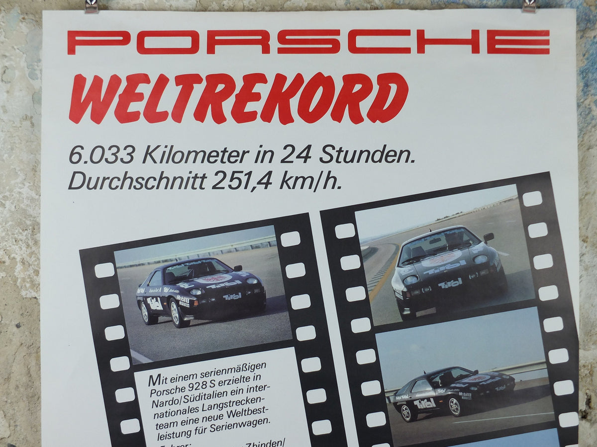 1983 Porsche 928S Poster, World Record, WeltreKord WWM319610, 6033 km in 24, Germany, Dr Ing, motorsport, formula racing car wall art decor