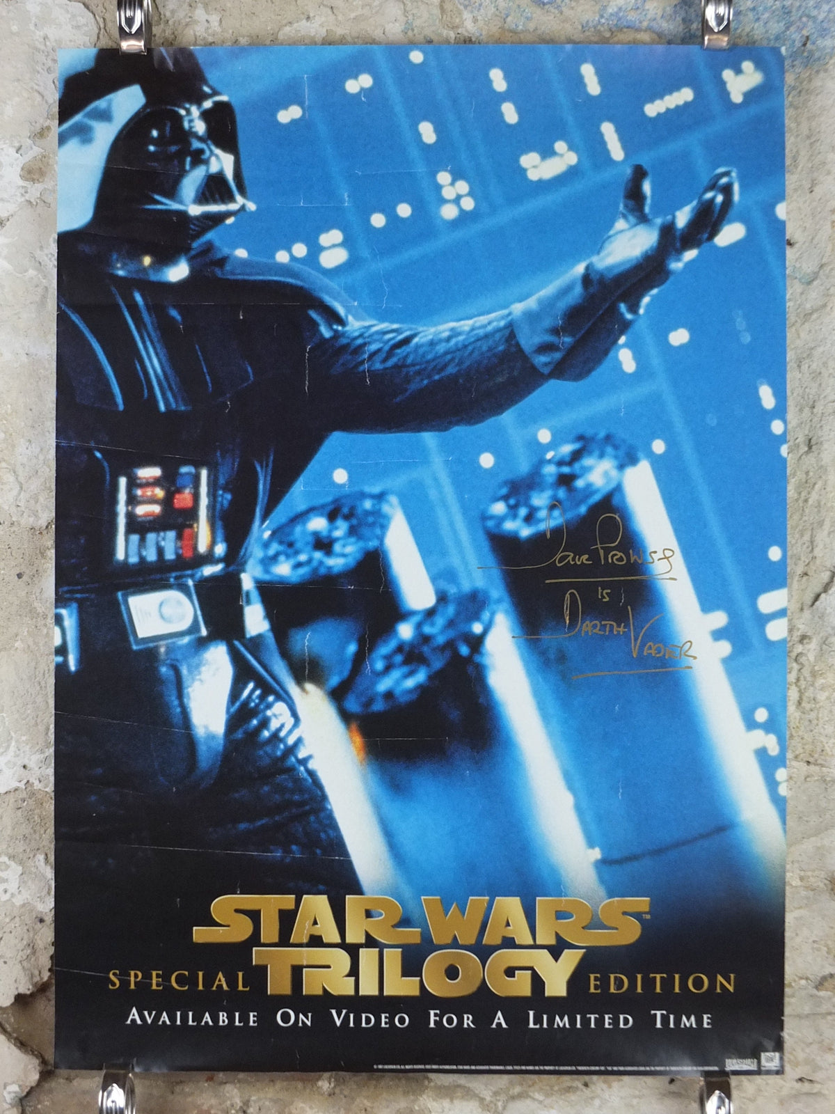 Signed 1997 Darth Vader Poster, David Prowse signed, Star Wars Trilogy, Return of the Jedi Special Edition, wall art film memorabilia