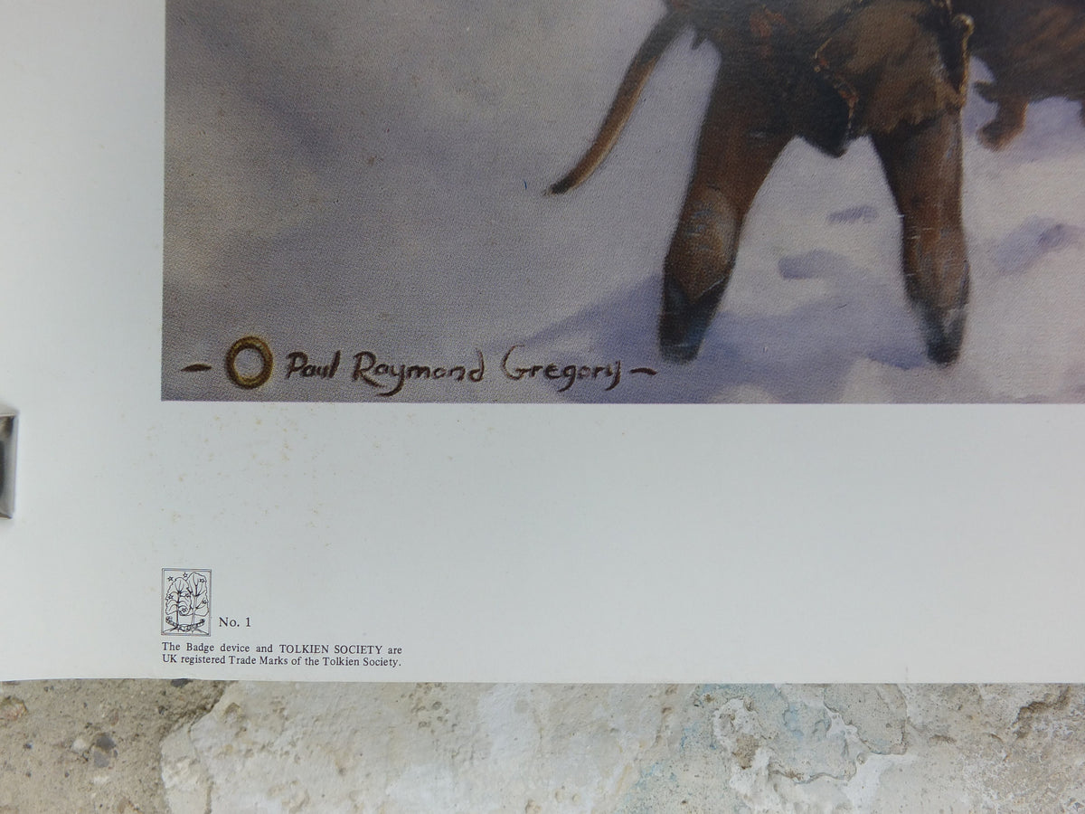Signed 1982 Caradhras Poster, from the Tolkien Society, by Paul Raymond Gregory, Misty Mountains, Lord of the Rings, Moria, wall art decor