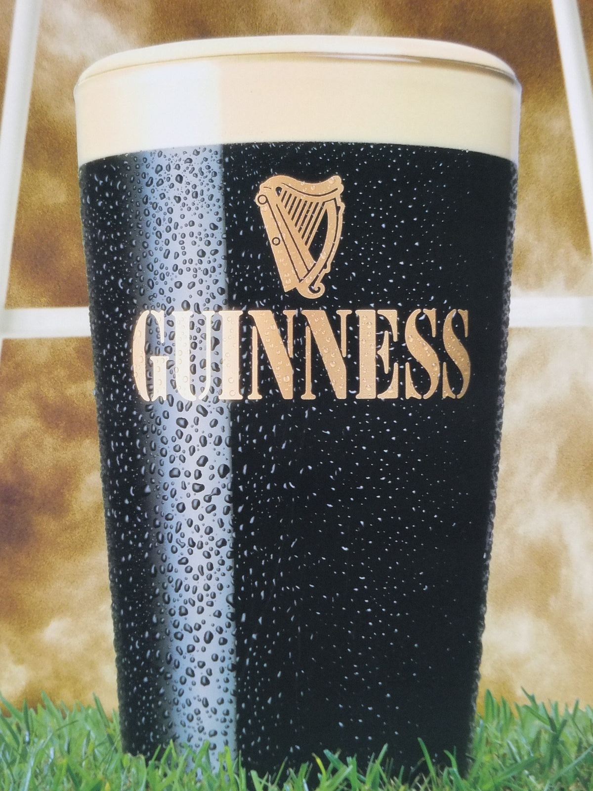 1999 Guinness Rugby Poster, Rugby World Cup, glass of cold Guinness, goal posts, advertising lager beer, wall art decor