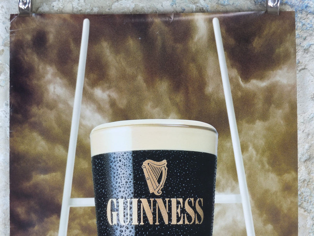 1999 Guinness Rugby Poster, Rugby World Cup, glass of cold Guinness, goal posts, advertising lager beer, wall art decor