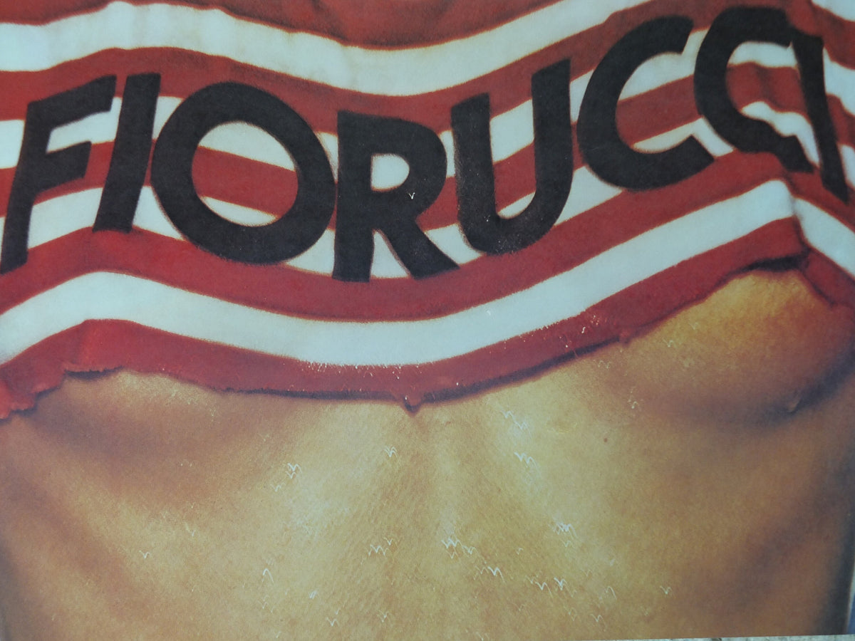 1980s Fiorucci rare Poster, red & white striped cut off shirt and midriff, Italian fashion label, attitude advertising retro wall art decor