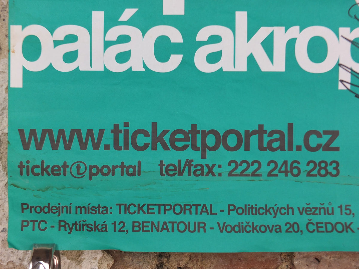 2003 signed Supergrass Concert Poster, Palac Akropolis Praha, signed by Gaz, Mick and Danny, Prague, Czechia, Britpop, music wall art decor