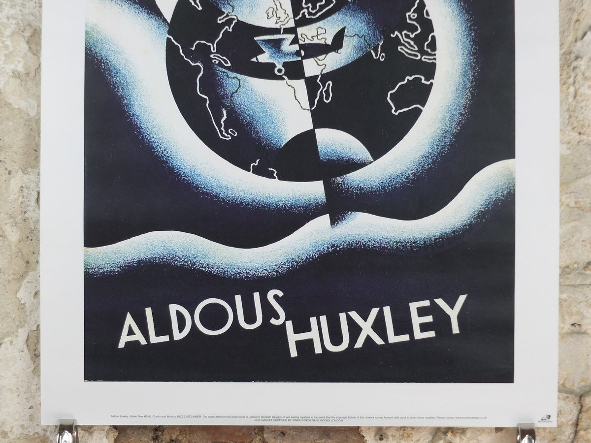 Brave New World Poster, Aldous Huxley, dystopian novel, Chatto and Windus, Bookish Design, reprint, wall art decor