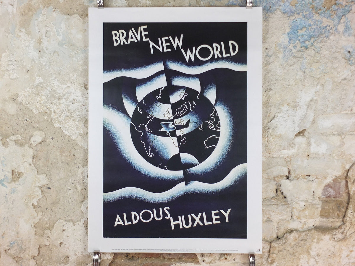 Brave New World Poster, Aldous Huxley, dystopian novel, Chatto and Windus, Bookish Design, reprint, wall art decor