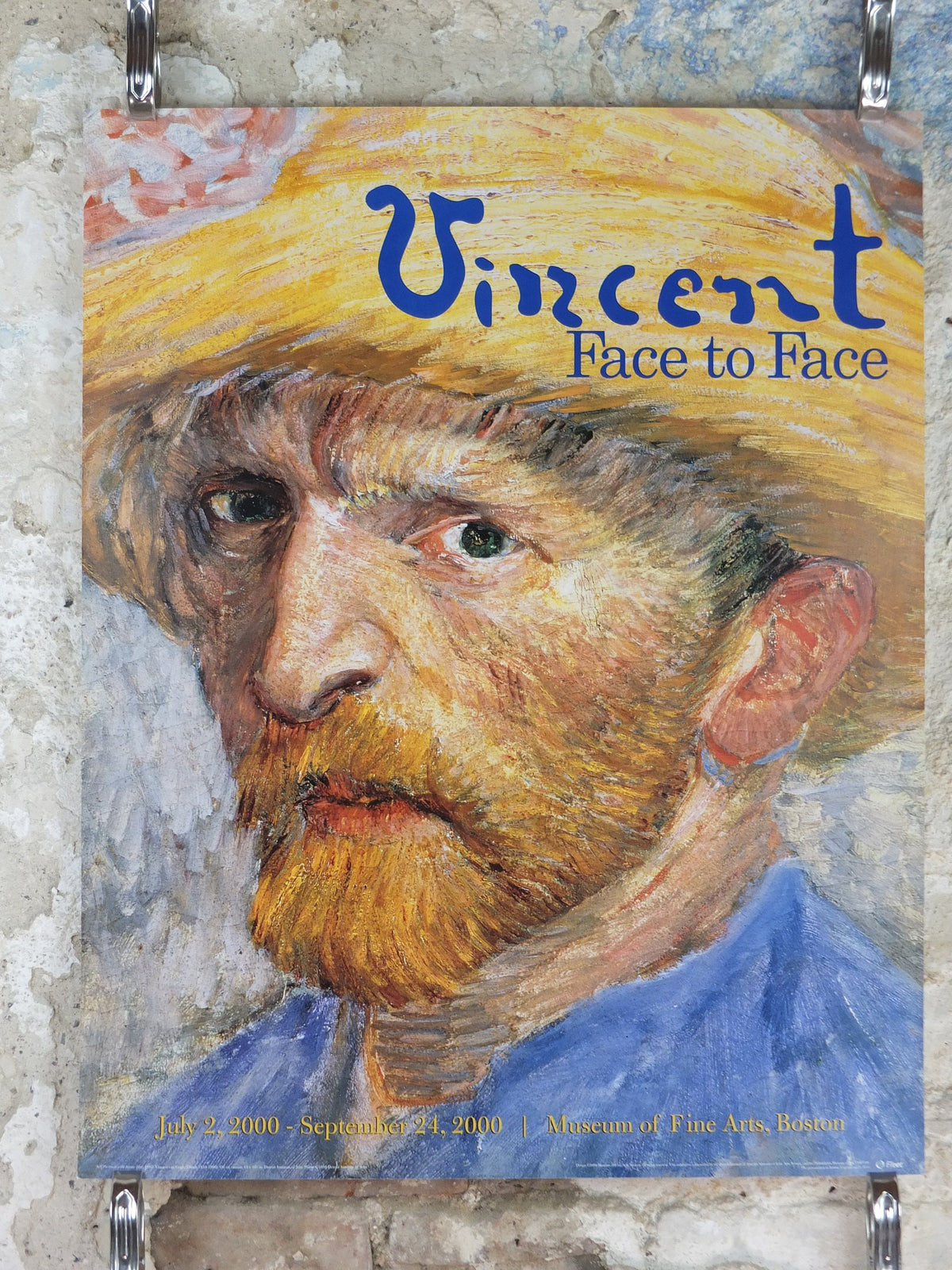 2000 Vincent Van Gogh Poster, "Face to Face"  at the Museum of Fine Arts Boston, Post-Impressionism gallery exhibition, wall art decor