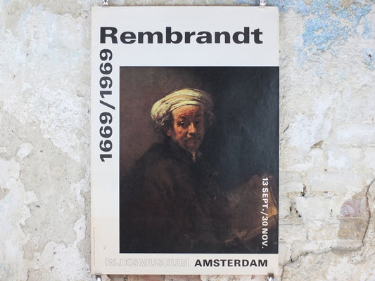 1969 Rembrandt Poster, Self Portrait as the Apostle Paul 1661, Rijksmuseum Amsterdam, artist gallery exhibition, wall art decor