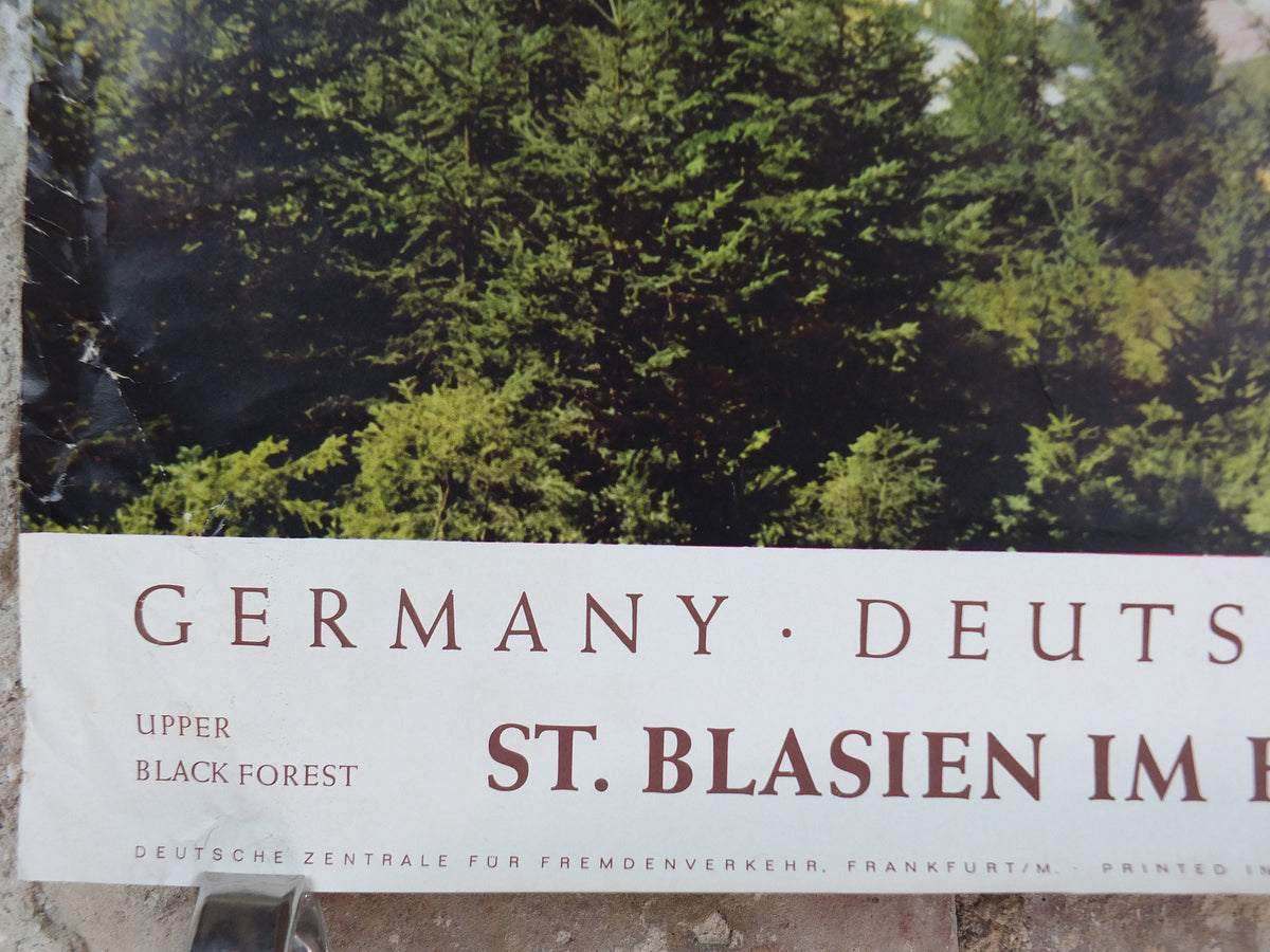 1960s St Blasien Black Forest Poster, Spa Town in the Black Forest, Germany, Sankt Blasien Hochschwarzwald, travel tourism, wall art decor