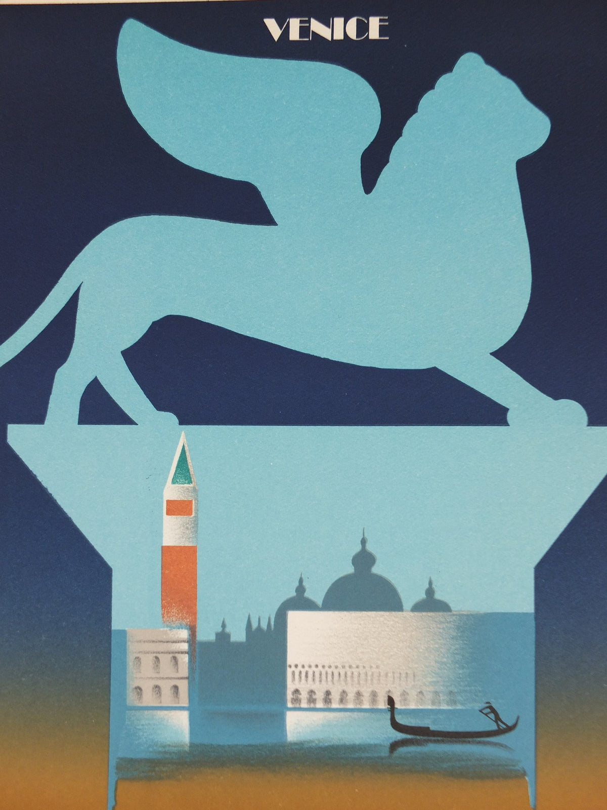 Signed Original Venice Simplon Orient Express Poster, Venice by Fix Masseau, 1985 limited edition of 200, train, art deco, wall art decor