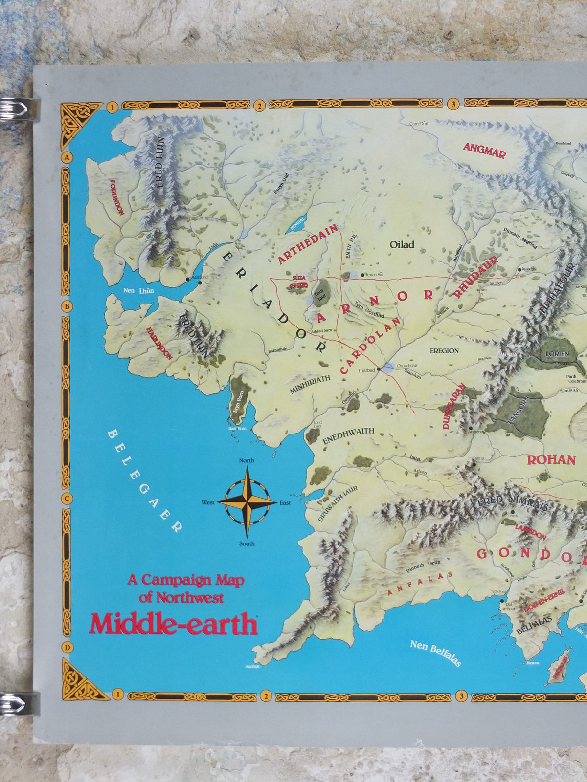 1989 Campaign Map of North West Middle Earth Poster, J.R.R. Tolkien, by Eric Hotz Peter Fenlon, Lord of the Rings, Hobbit, fantasy wall art
