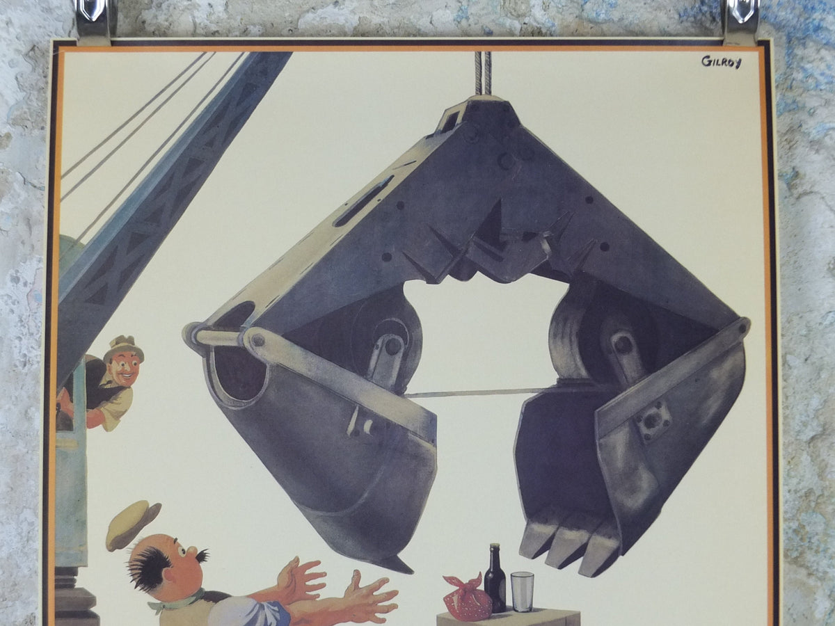 1990s My Goodness My Guinness Poster, from Guinness Museum, By John Gilroy 1938, crane stealing a picnic lunch, Wall art retro decor